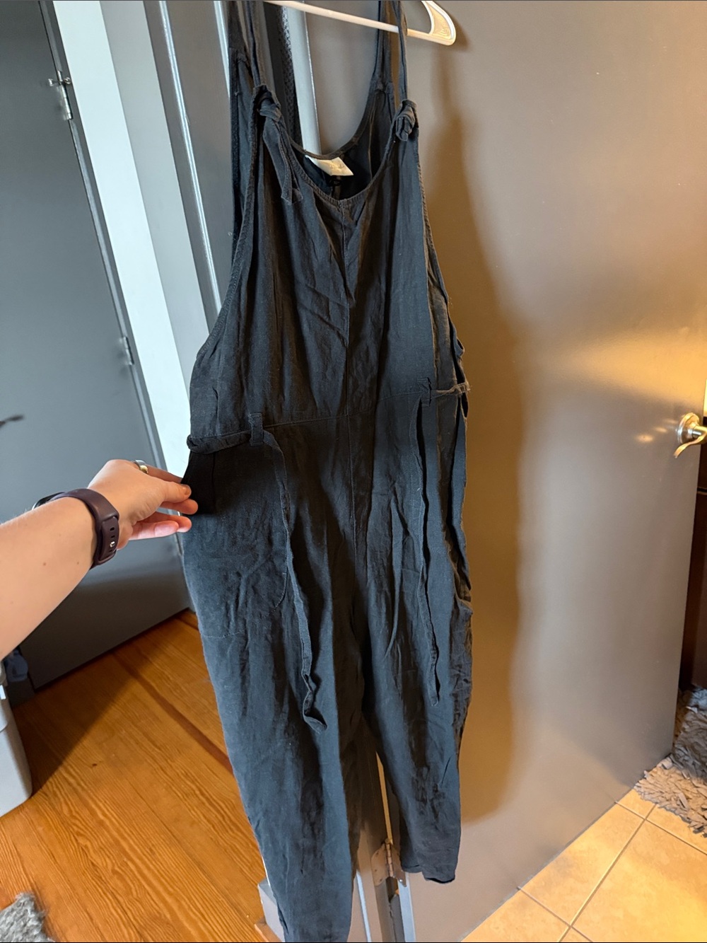 Universal Thread Black Linen Blend Overalls Jumpsuit